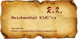 Reichenthal Klára névjegykártya
